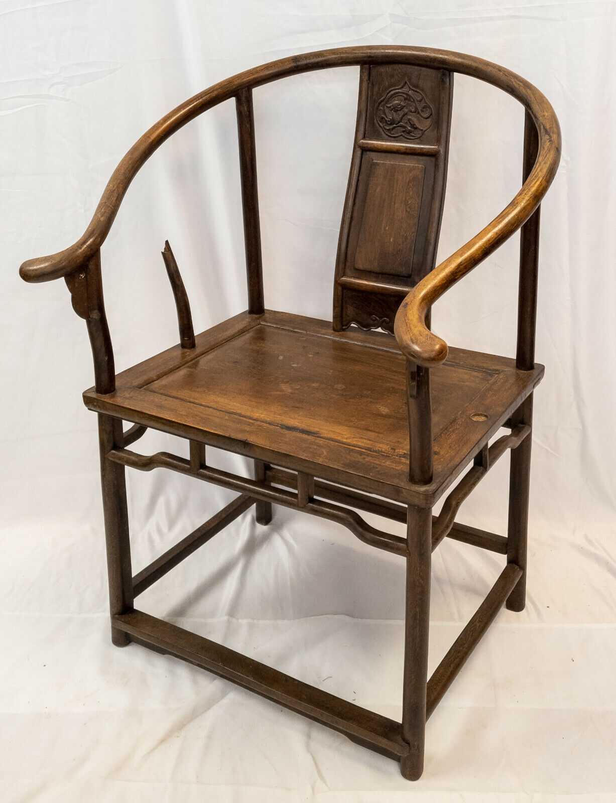 Antique Chinese Jichimu Wood Horseshoe Back Imperial Arm Chair