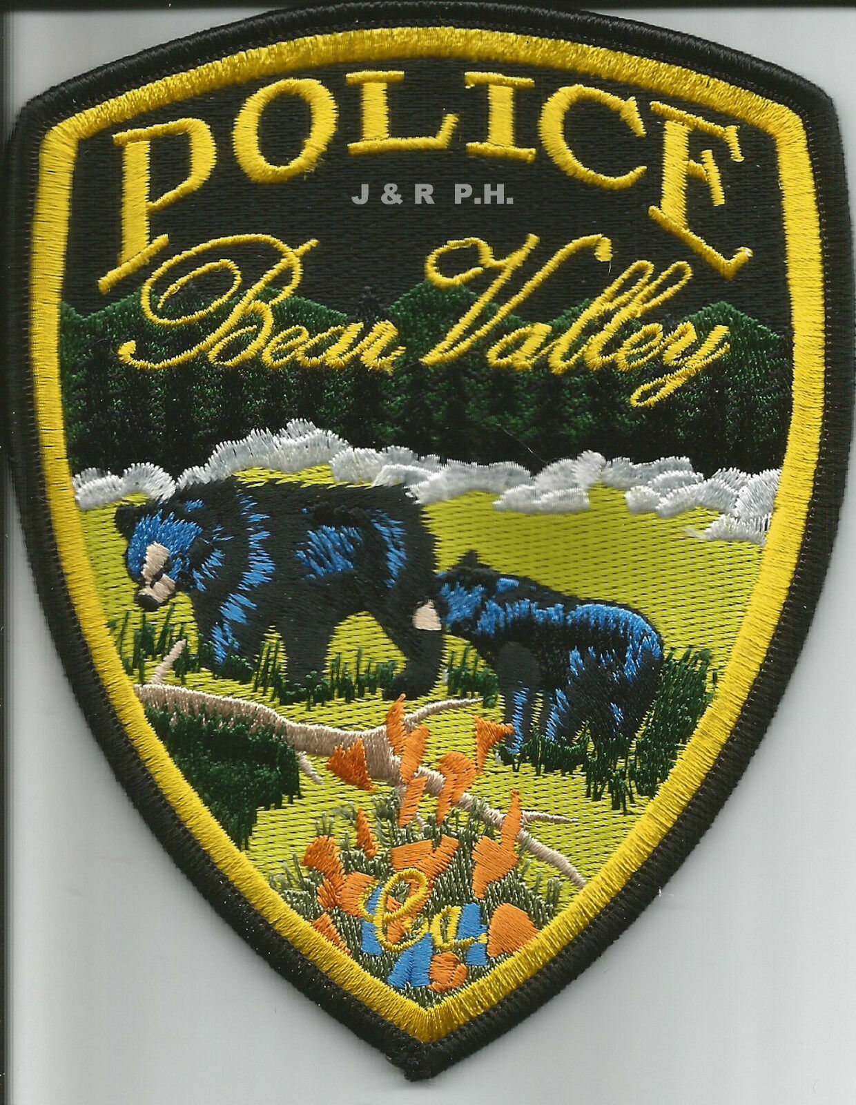 Bear Valley - 2 Bears, California  (4" X 5" Size)  Shoulder Police Patch (fire)